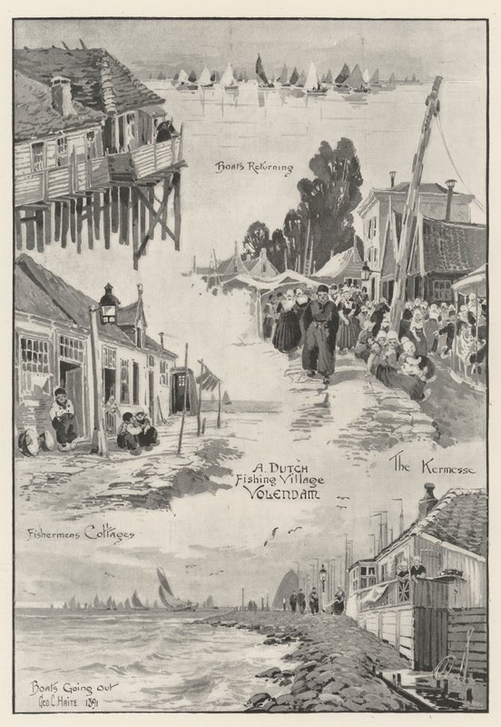 En holländsk fiskeby Volendam av George Charles Haite