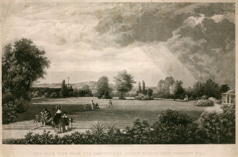 Vy bakifrån från Joseph Wilsons bostad, Highbury Hill av George Childs