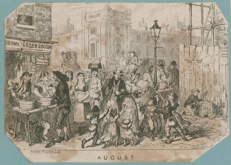 En livlig marknadsscen av George Cruikshank