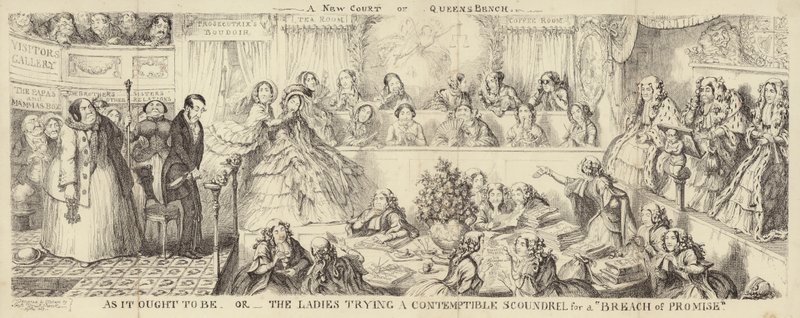 En satirisk teckning av Queens Bench av George Cruikshank
