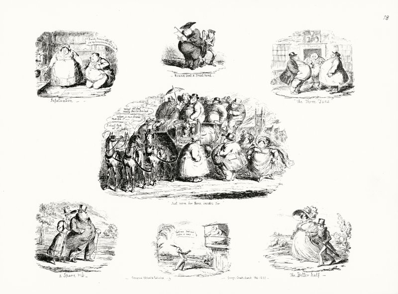 Tecknad film av George Cruikshank på temat fetma (gravyr) av George Cruikshank
