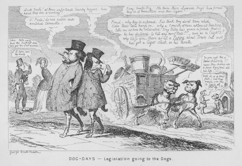 Dog-Days, lagstiftning som går till hundarna (gravyr) av George Cruikshank
