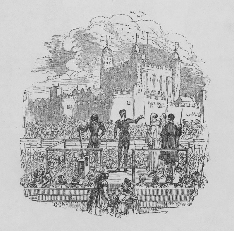 Avrättning i Tower of London (gravyr) av George Cruikshank