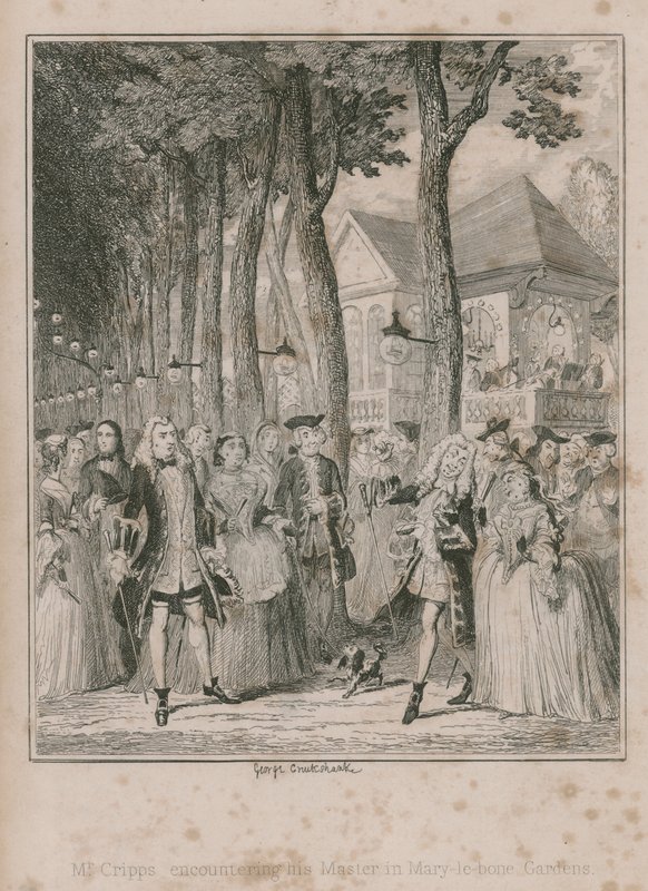 Mr Cripps möter sin mamma i Mary-le-bone Gardens av George Cruikshank