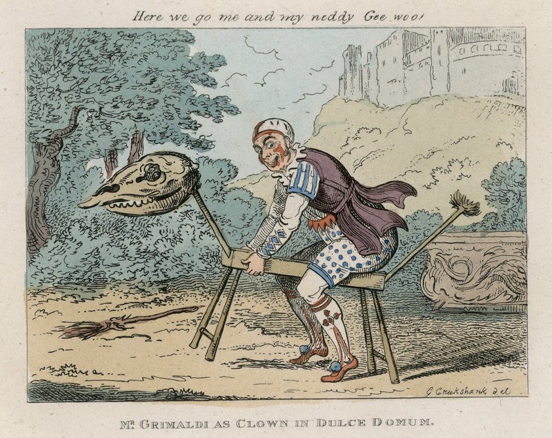Mr Joseph Grimaldi som clown i Dulce Domum av George Cruikshank