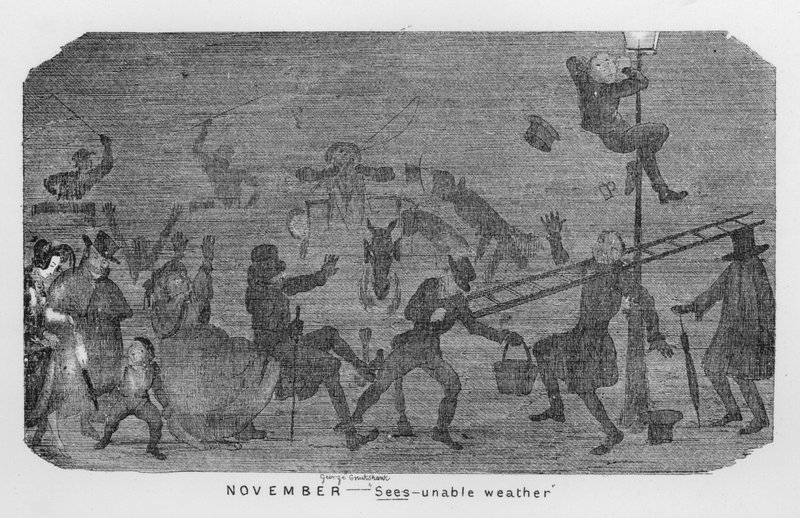November, Sees-unable weather, dvs London smog (gravyr) av George Cruikshank