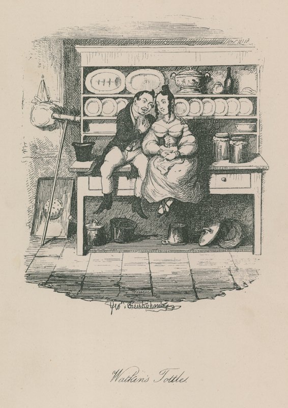 Scen i Londons liv: Watkins Tottles av George Cruikshank