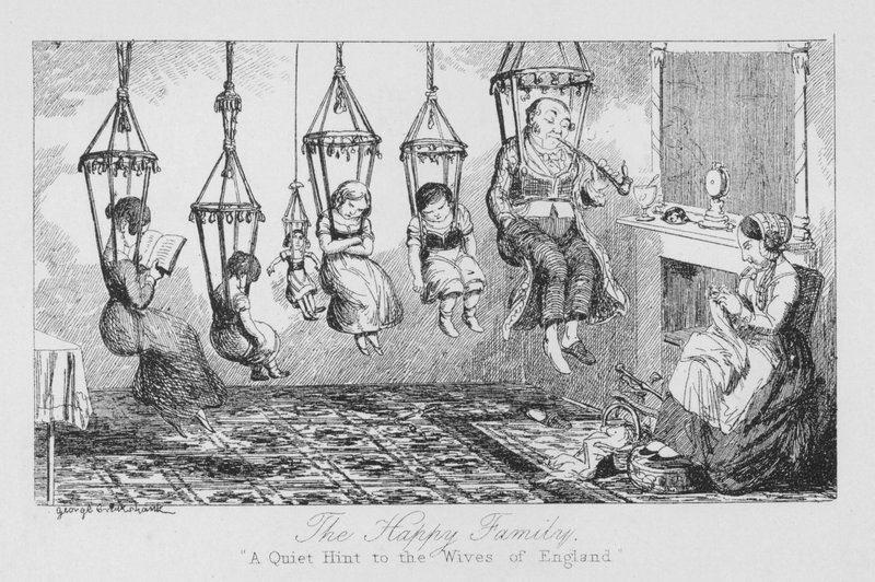 The Happy Family, A Quiet Hint to the Wives of England (gravyr) av George Cruikshank