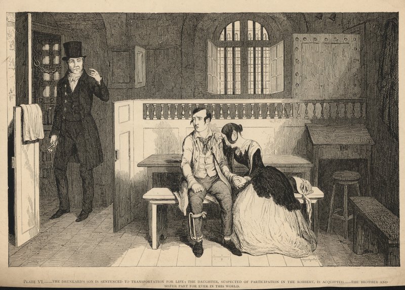 Fylleristens son döms till skjuts på livstid av George Cruikshank