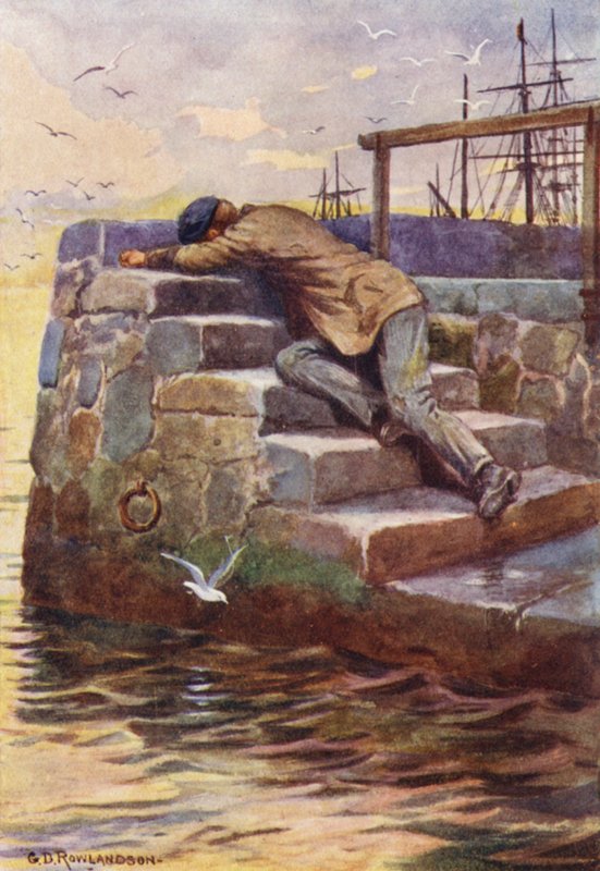 Ansträngningen tog musten ur honom (färglitografi) av George Derville (after) Rowlandson
