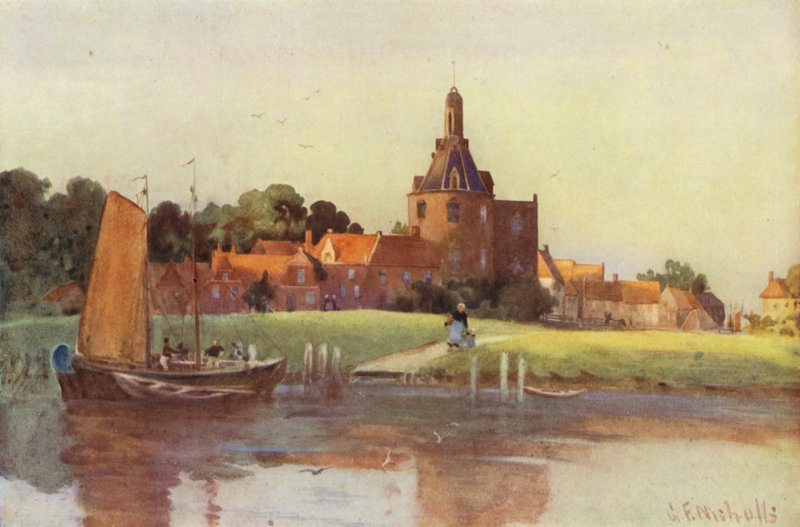 En utsikt i staden Enkhuizen av George Franck Nicholls