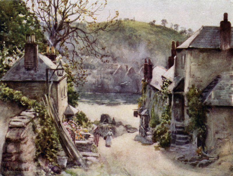 Bodinnick Ferry, Fowey (färg litho) av George Franck Nicholls