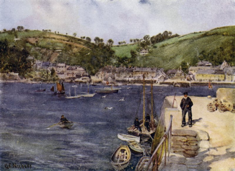 Flushing, från Falmouth (färg litho) av George Franck Nicholls