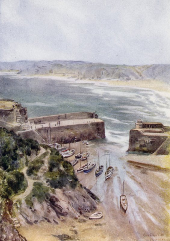 Newquay (färg litho) av George Franck Nicholls