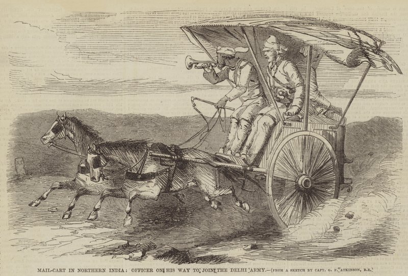 Mail-Cart i norra Indien, officer på väg att gå med i Delhi-armén av George Francklin Atkinson