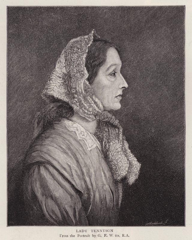 Porträtt av Emily Tennyson, Lady Tennyson, fru till den engelske poetpristagaren Alfred, Lord Tennyson (litho) av George Frederick (after) Watts