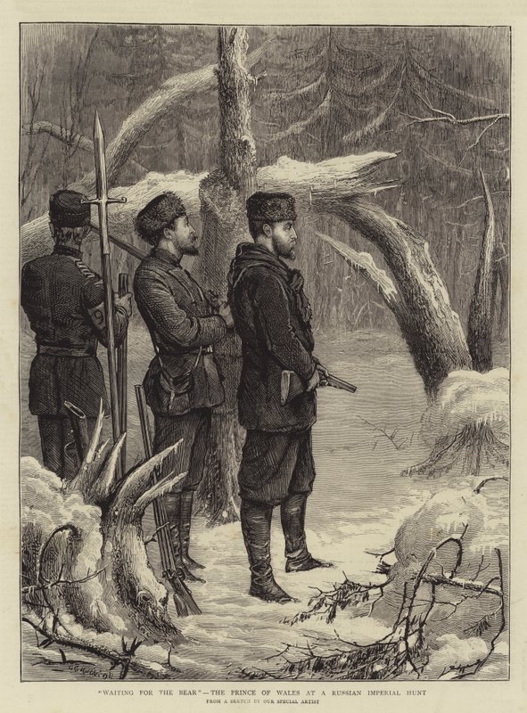 Väntar på björnen, prinsen av Wales på en rysk kejserlig jakt av George Goodwin Kilburne