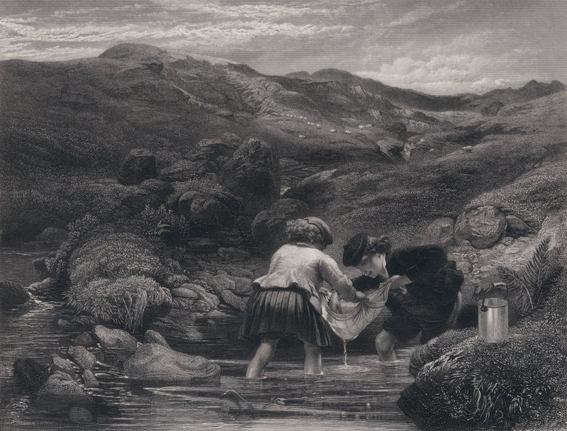 Illustration för Auld Lang Syne av Robert Burns (gravyr) av George Harvey