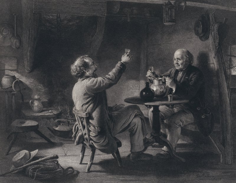 Illustration för Auld Lang Syne av Robert Burns (gravyr) av George Harvey