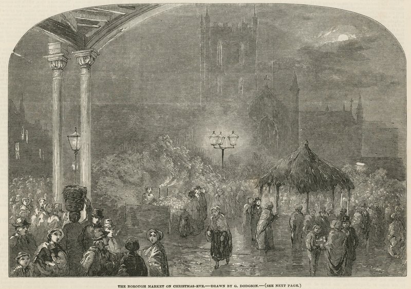 Borough Market, London, på julafton av George Haydock Dodgson