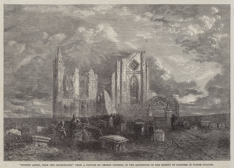 Whitby Abbey, från Churchyard, i utställningen av Society of Painters in Water Colors av George Haydock Dodgson