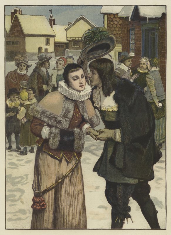 Nyårsdagen i gamla New York (färgad gravyr) av George Henry (after) Boughton