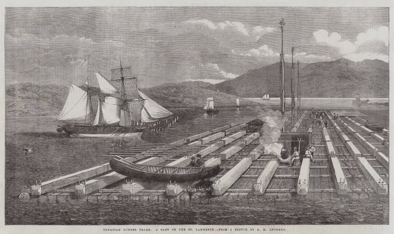 Canadian Lumber Trade, en flotte på St Lawrence av George Henry Andrews