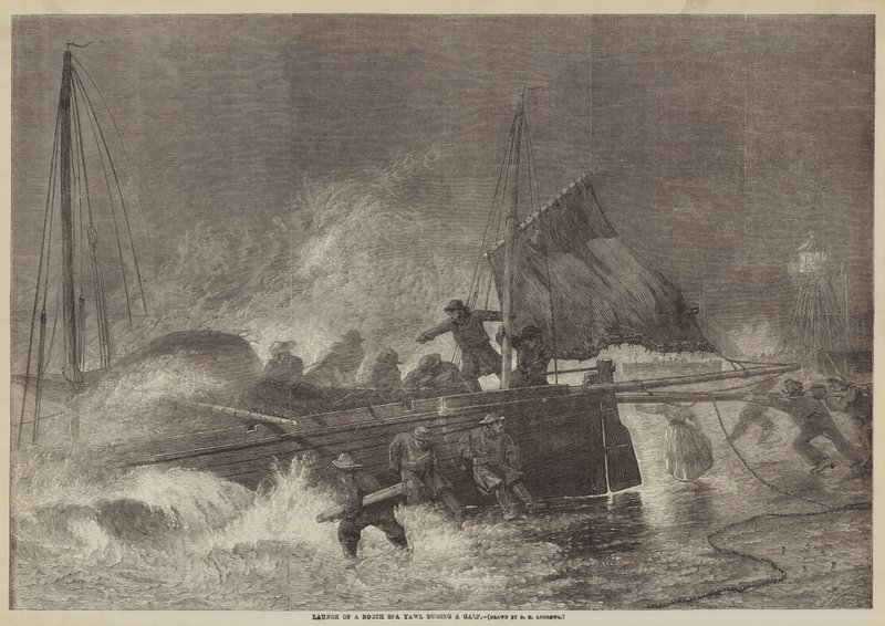 Launch of a North Sea Yawl during a Gale  av George Henry Andrews