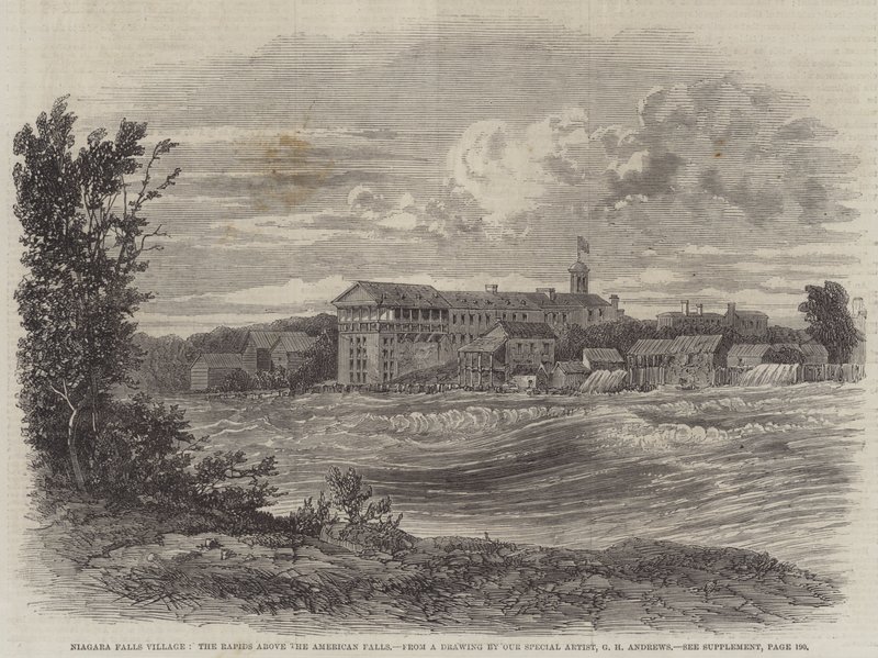 Niagara Falls Village, forsarna ovanför de amerikanska fallen av George Henry Andrews