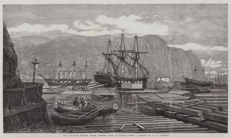 Den kanadensiska timmerhandeln, Timber Coves i Quebec av George Henry Andrews