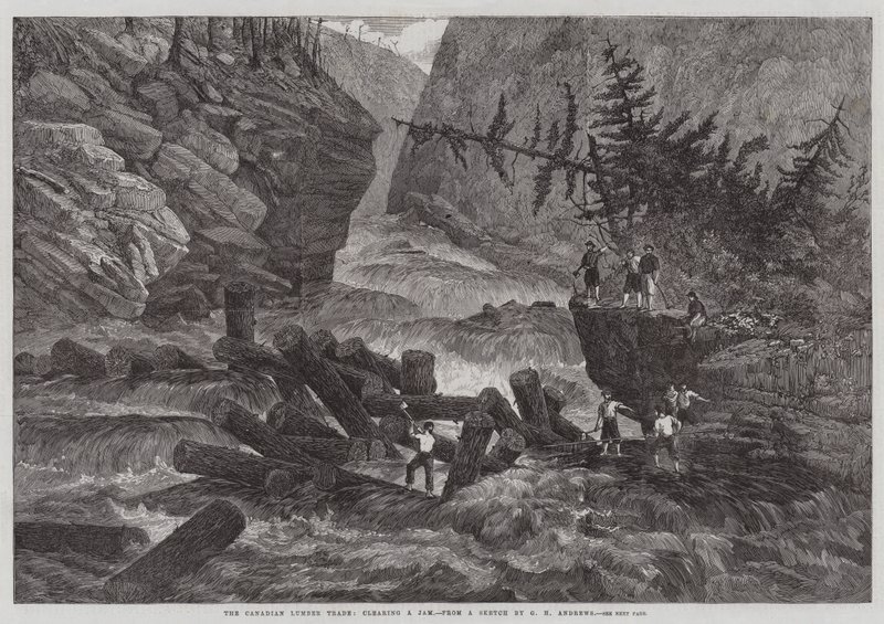 Den kanadensiska timmerhandeln, rensar en sylt av George Henry Andrews