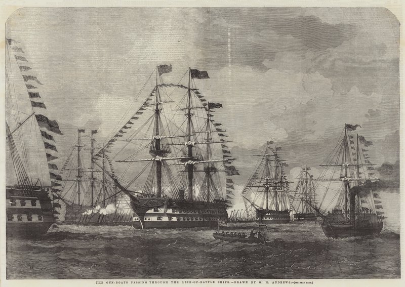 Kanonbåtarna som passerar genom stridslinjen av George Henry Andrews