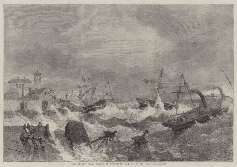 Den senaste stormen, vrak i Kingstown, Dublinbukten av George Henry Andrews