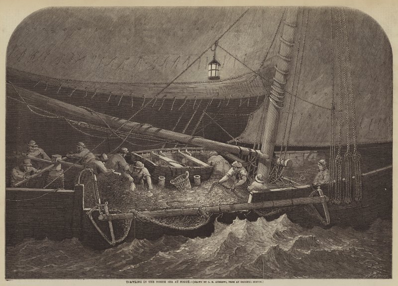 Trålning i Nordsjön på natten av George Henry Andrews