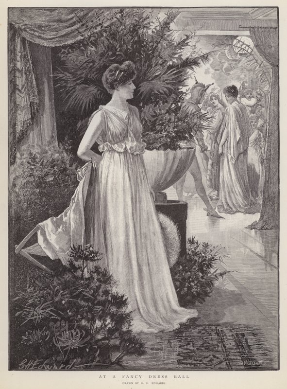 På en finklänningsbal (litho) av George Henry Edwards