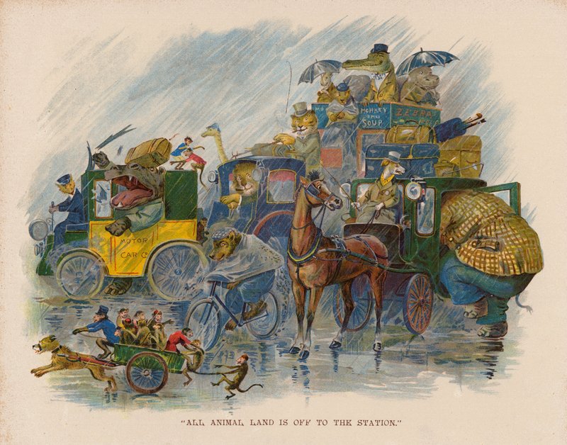 Illustration till Djurens resa till havs (färglitografi) av George Henry Thompson