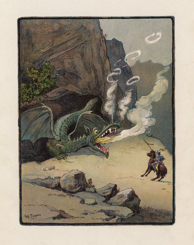 S:t Göran och draken (färglitografi) av George Henry Thompson