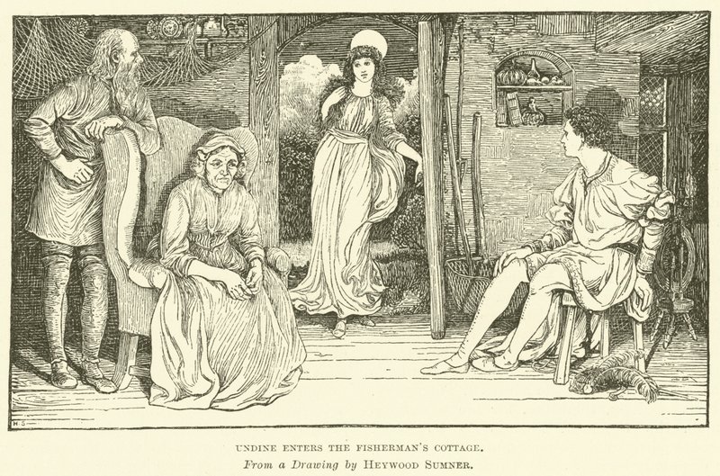 Undine går in i Fishermans Cottage av George Heywood Maunoir Sumner