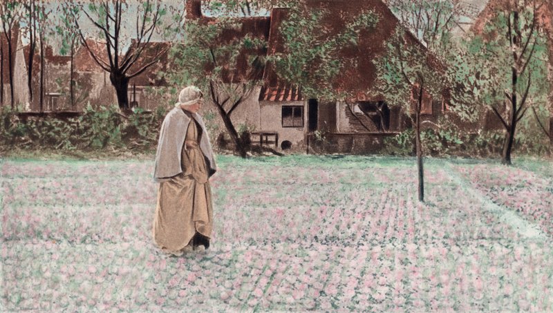 The Tulip Gardener (fotogravyr i färg) av George Hitchcock