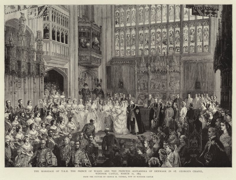 Bröllopet mellan T R H Prinsen av Wales och prinsessan Alexandra av Danmark i St George