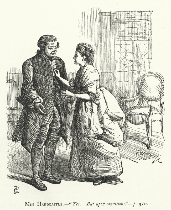 Illustration för She Stoops To Conquer (gravyr) av George John Pinwell