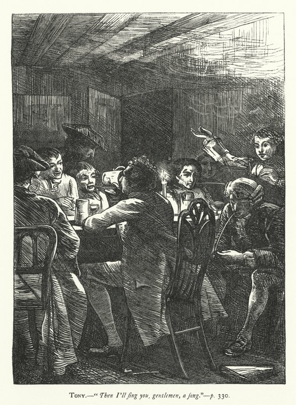 Illustration för She Stoops To Conquer (gravyr) av George John Pinwell