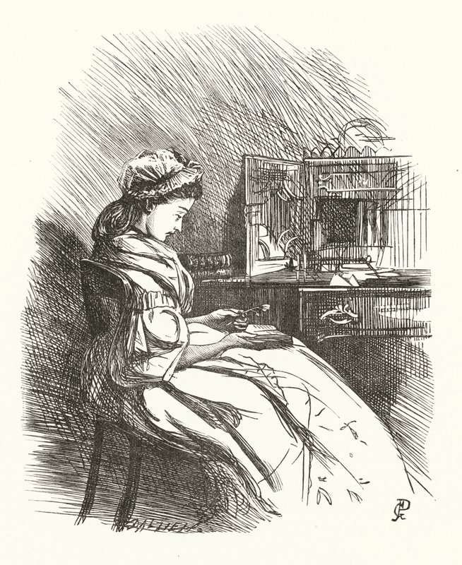 Illustration för Strofer om kvinna (gravyr) av George John Pinwell