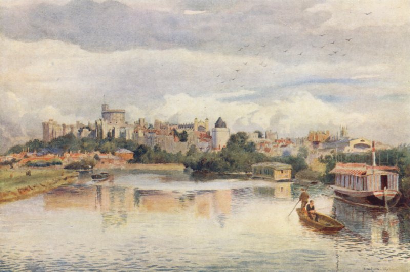 Windsor från floden (färglitografi) av George Moore Henton
