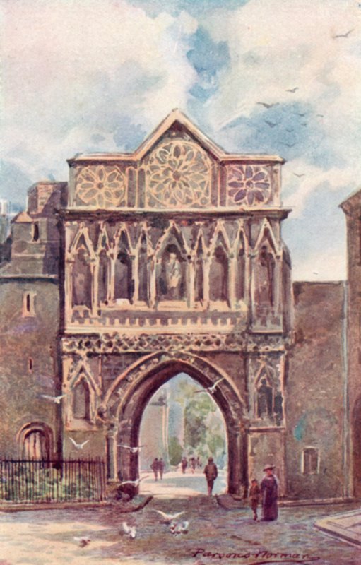 St Ethelberts port (färg litho) av George Parsons Norman