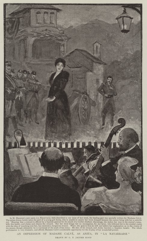 Ett intryck av Madame Calve som Anita i La Navarraise av George Percy Jacomb Hood