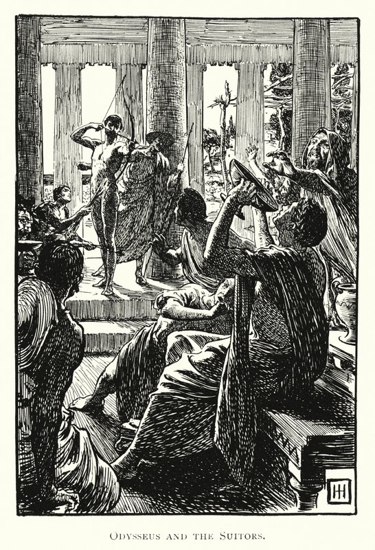 Odyssey: Odysseus and the Suitors (gravyr) av George Percy Jacomb Hood