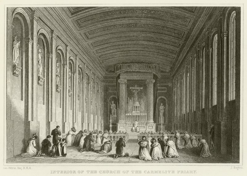 Interiören i kyrkan i karmelitklostret av George Petrie