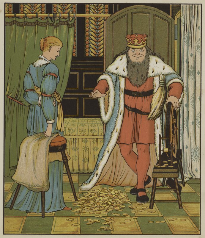 Illustration till rumpelstiltskinn av bröderna Grimm av George R. Halkett