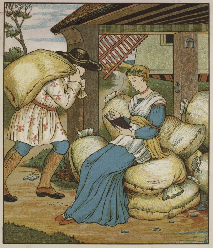 Illustration till rumpelstiltskinn av bröderna Grimm av George R. Halkett